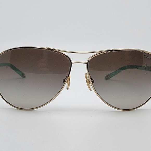 *SOLD* Tiffany & Co TF3034 6021/3M Gold Blue Frame Grey Lens Aviator Sunglasses - Picture 2 of 14